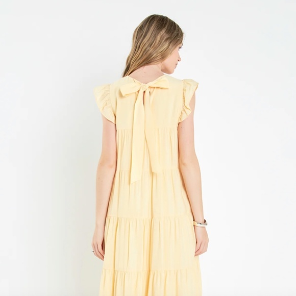English Factory Tiered  Maxi Butter Yellow Dress - Picture 3 of 6